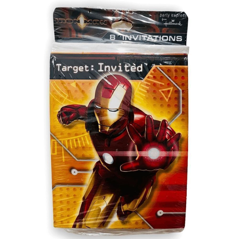 Iron Man Party Invitations Hallmark Pack of 8 Sealed 2008 Marvel